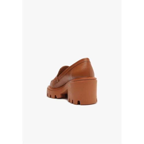 Schutz Women’s 90s Viola Tractor Leather Chunky Lug Sole Flat in Tan Rust Honey - Picture 9 of 13